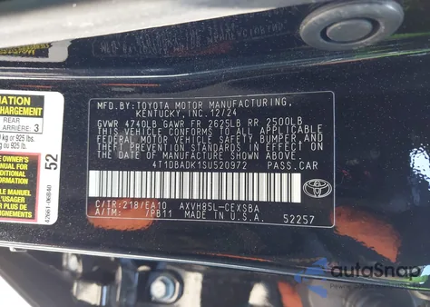 2025 Toyota Camry Se from USA, damaged, VIN 4T1DBADK1SU520972